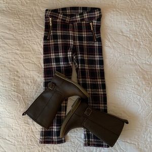 Janie and Jack Size 3t Navy and Pink Plaid Pant